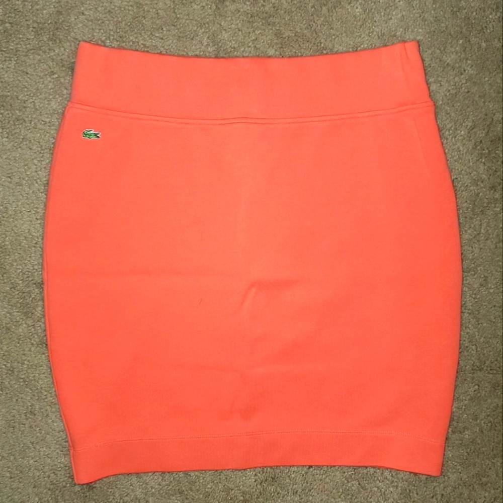 Lacoste Stretchy Mini Skirt, Coral Orange, size 38